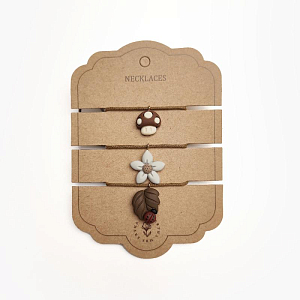 Набор ожерелий с подвеской Mrs. Ertha "Mushroom Flower Leaf", 3 шт